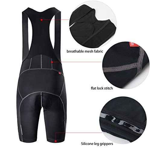 CATENA Men's Cycling Bib Shorts 3D Padded Bike Short Breathable Bicycle Tights Black, X-Small - Thumbnail 2
