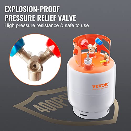 VEVOR Refrigerant Recovery Tank With Float Switch 30 Lb. Capacity Ac