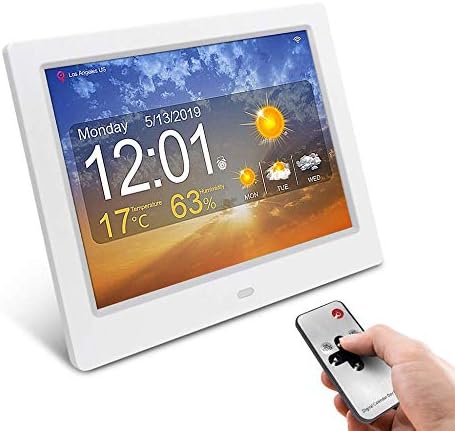 8インチ高齢者リマインダーマシン デジタルフォトフレーム天気予報ディスプレイ画像 音楽 ビデオプレーヤー カレンダーアラーム Usbおよびsdカードのサポート 白