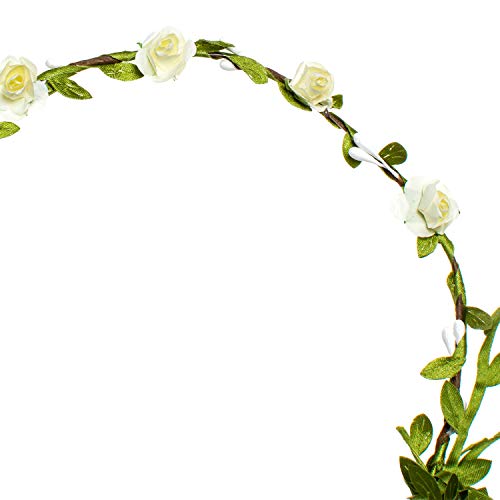 Joy Join Adjustable Flower Crown Festivals Headbands Garland Girls Hair Wreath photo props (White Flower)