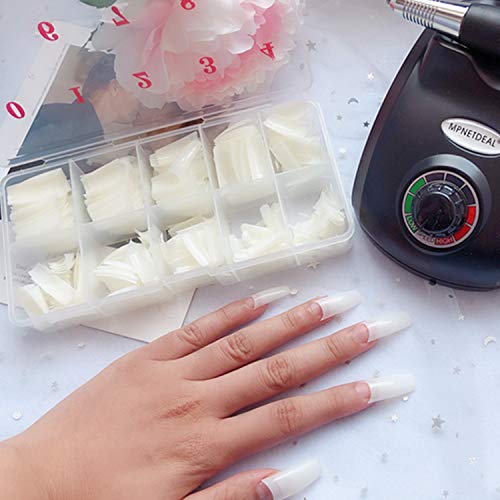 500Pcs French False Nail Tips Fake Half Cover Artificial Acrylic Nails Extension Tips with storage Box 10 Size for Nail salon or Home Use by MPNETDEAL (Natural)