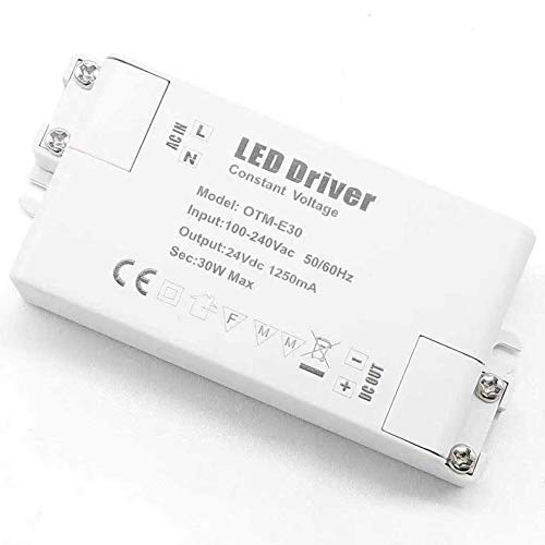 REYLAX 2pcs LED Driver 24V 30W 1.25A, 240 to 24 Volt Transformer, Constant Voltage Power Supply