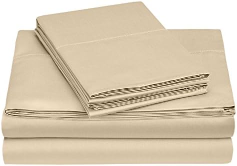 Maghso 100% Egyptian Cotton 4 Piece 400 TC Sheet Set, Beige, King