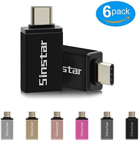 [6 Pack] Sinstar Aluminum USB-C to USB 3.0 OTG Mini Adapter for Macbook Pro 2016, Samsung Galaxy S8/S8 Plus, Note 8,HUAWEI P9,ChromeBook Pixel and Other Type-C Devices (Style 2)