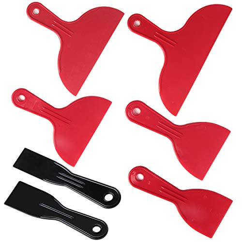 Hapy Shop Plastic Putty Knife Set,7 Flexible Paint Scrapers Tool for Spackling, Patching,Painting,Decals, Wallpaper, Baking and Car Putty