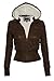Women's Zip Up Detachable Hood Waist Length Jacket with Faux Fur Inside