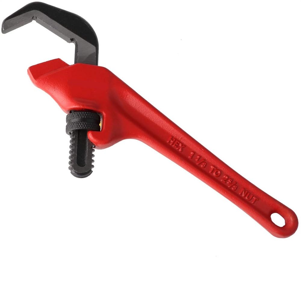 Uadme Offset Hex Adjustable Spanner, 240mm(9.5 inch) Portable Straight Pipe Wide Jaw Wrench for Gripping Hexagonal or Square Nuts