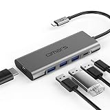 Omars USB C Hub, 5 in 1 Premium USB C adapter with USB C Power Delivery, 4K HDMI Output, 3 USB 3.0 Ports Compatible with MacBook Pro 2016/2017, ChromeBook, XPS and More USB Type C Devices (Space Gray)