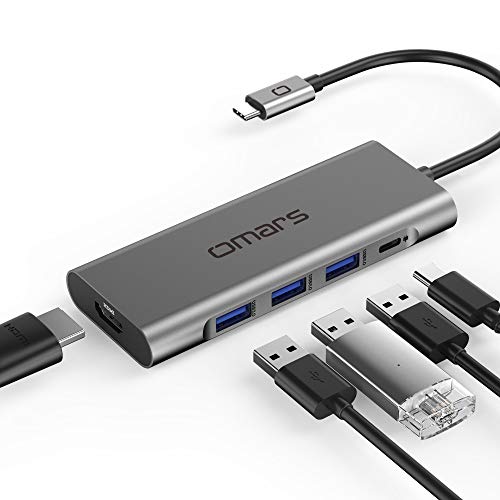 Omars USB C Hub, 5 in 1 Premium USB C adapter with USB C Power Delivery, 4K HDMI Output, 3 USB 3.0 Ports Compatible with MacBook Pro 2016/2017, ChromeBook, XPS and More USB Type C Devices (Space Gray)