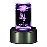 LIWUYOU Colorful Rose 3D Crystal Music Box I Love You Romantic, Bluetooth Base
