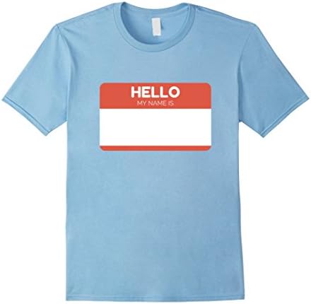 Men's Hello My Name Is Sticker T-Shirt Name Tag Work Badge Tee XL Baby Blue
