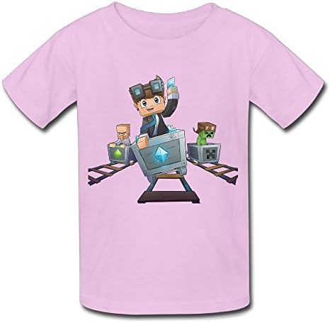 Senben Kid's The Diamond Minecart Cartoon T-shirt Pink XS