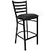 Flash Furniture Hercules Series Ladder Back Metal Restaurant Barstool, Modern Upholstered Armless Bar Height Chair for Restaurants and Kitchens, Black
