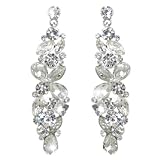 EVER FAITH Silver-Tone Bridal Tear Drop Flower Cluster Dangle Earrings Clear Crystal Rhinestone