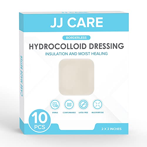 JJ CARE Hydrocolloid Dressing [Pack 10], 2x2 Hydrocolloid Bandages w/o