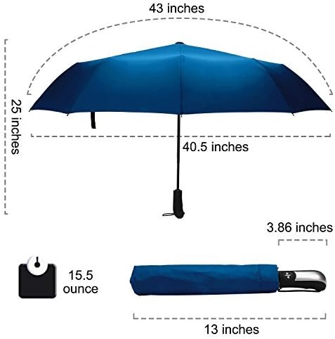 Rainlax Travel Windproof Umbrella Unbreakable Lightweight 10 Ribs Automatic Compact Canopy Umbrellas for Men/Women One Handed Operation