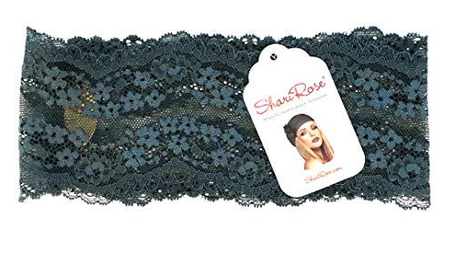 ShariRose Stunning Stretch Wide Floral Lace Head-Bands in Many Beautiful Colors Handmade (Teal Floral)
