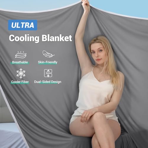 Marchpower Refreshing Summer Blanket, Arc-Chill 3.0 200 x 220 cm, Lightweight and Cool Double-Sided Blanket, Anti-Heat Blanket for Sofa, Office, Travel and Pet Bed Sheet – Grey