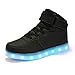 AFFINEST High Top USB Charging LED Shoes Flashing Fashion Sneakers for kids (US4.5 kids, Black)