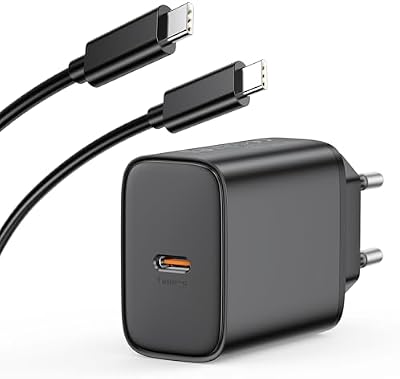 Carregador de Carregamento Rápido de 45W para Samsung Galaxy S25/S24/S23/S23+/S23 Ultra/S22/S21/S20/Note20/10/9/8/A73/A53/S10, iPhone 17/16/15 com cabo 2M, Cabeça de Adaptador USB C Carregador Rápido Preto