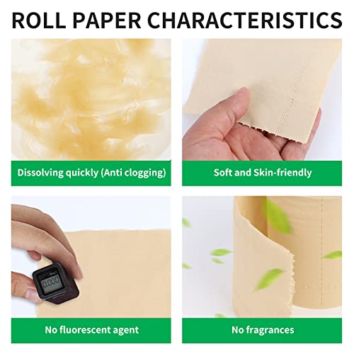 QingYa Bamboo Toilet Paper, 4-Ply, 18 Rolls, 200 Sheets Per Roll, Total 3600 Sheets, Unbleached, Sustainable and Tree Free, Soft, Strong, Earth-Friendly