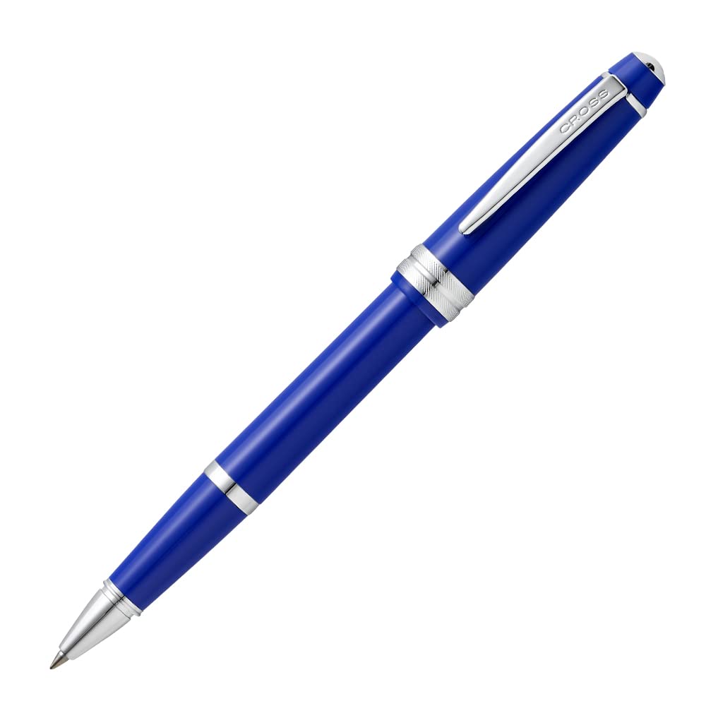 CROSS Bailey Light Refillable Click-Off Cap Plastic Ballpoint Pen with Resin Finish, Medium Ballpoint, Blue Cartridge, 1 Pack, Polished Blue