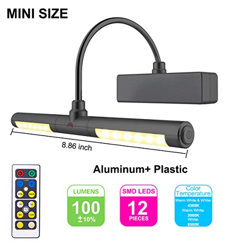 LUXSWAY Battery Operated Picture Light,Wireless Remote Painting Light,3 Modes Dimmable Art Display Light,180 Rotatable Light Head and Timer Lighting up for Painting Frame Portrait Art-Black
