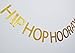 Hip Hop Hooray Gold Glitter Banner，Birthday, Play Room, Housewarming,Easter,Springtime Decor, Gallery Wall, Photo Prop (Gold)