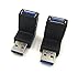 SinLoon 2pcs USB 3.0 up Down Male to Female Extension Adapter Combo Upward and Downward 90 Degree Right Angle USB 3.0 Super-Speed Connector Adapter(Black)