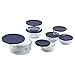 Pyrex 14-Piece Simply Store with Blue Covers, Clear
