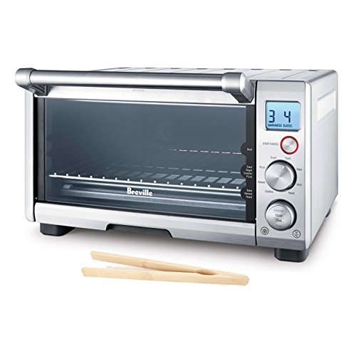 Breville Brushed Stainless Steel Smart Compact Toaster Oven with Free Bamboo Toast Tongs