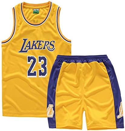 FUNBS Basketball Suit Children's Suit, Suitable for Lakers No. 23, No. 24, for Warrior 30, American Basketball Jersey Chicago, Basketball suit-17-XS