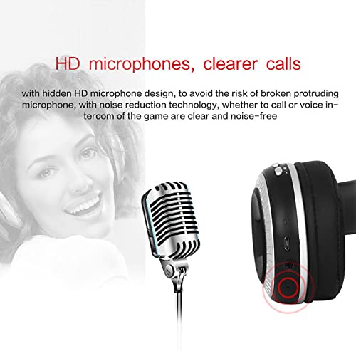 Head-Mounted Bluetooth Wireless Headset, Hi-Fi Foldable Stereo Over Earphone,Built-in Mic Earphone (Black, 均码)