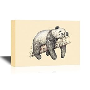 Canvas Wall Art - Panda Laying on a Tree Branch Lazily - Gallery Wrap Modern Home Art | Ready to Hang - 12x18 inches