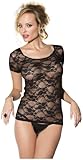 Women's T-Shirt Stretch Lace (Black;Medium)
