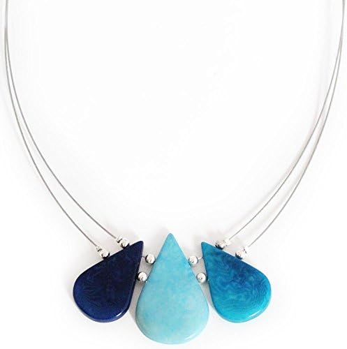 Raindrops Tagua Necklace in Blues