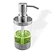 Seafulee Refillable 8.8 Oz Liquid Soap or Lotion Dispenser Free Rust Brushed Nickel Stainless Steel & Clear Acrylic Body for Bathroom or Kitchen Countertop