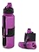 Nomader BPA Free Collapsible Sports Water Bottle - Foldable with Reusable Leak Proof Twist Cap for Gym Travel Hiking Camping and Outdoors - 22 oz (Purple)