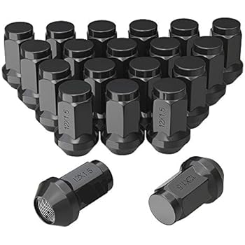 YITAMOTOR Lug Nuts 12x1.5 Black, m12x1.5 Bulge Acorn Wheel Lug Nuts Cone Seat 1.38