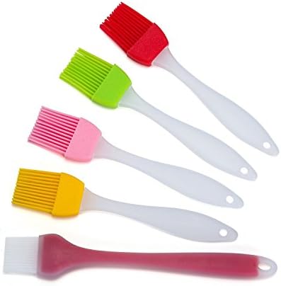 Ado Glo Silicone Basting &amp; Pastry Brush Set of 5 - For BBQ Meat, Cakes &amp; Pastries - Food Grade Kitchen Sauce Brush, BPA Free and FDA Approved - Heatproof and Easy Clean - Small