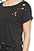 Loose Short Sleeve Casual Blouse for Juniors Tees, Black M