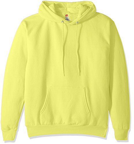 Hanes Men's Pullover Ecosmart Fleece Hooded Sweatshirt, Safety Green, Medium