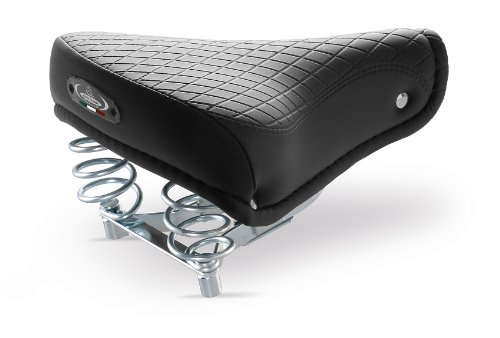 1750 Export Men and Women’s Leather Bicycle Saddle for City Bike, Beach Cruiser, Dutch Bicycle in Vintage Retro Look, Available in Various Colours – Made in Italy, black