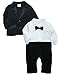 EGELEXY Baby Boys Tuxedo Wedding Romper and Jacket Formal Wear Suit 6-12months Black