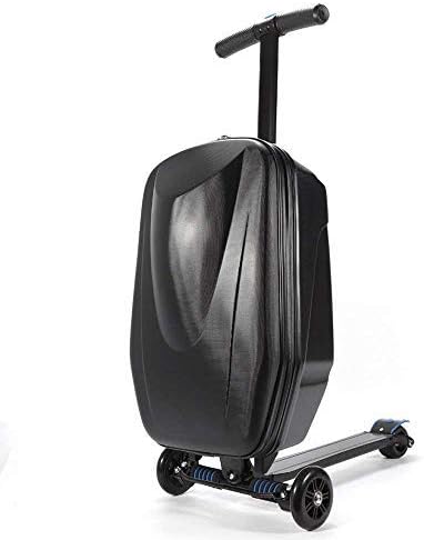 20" Carry on Luggage Scooter 3 Wheels Case for Outdoor Travel/Business Scooter for Adult with Front Luggage Box Luggage Wheeled Suitcase Bag Waterproof (Black)