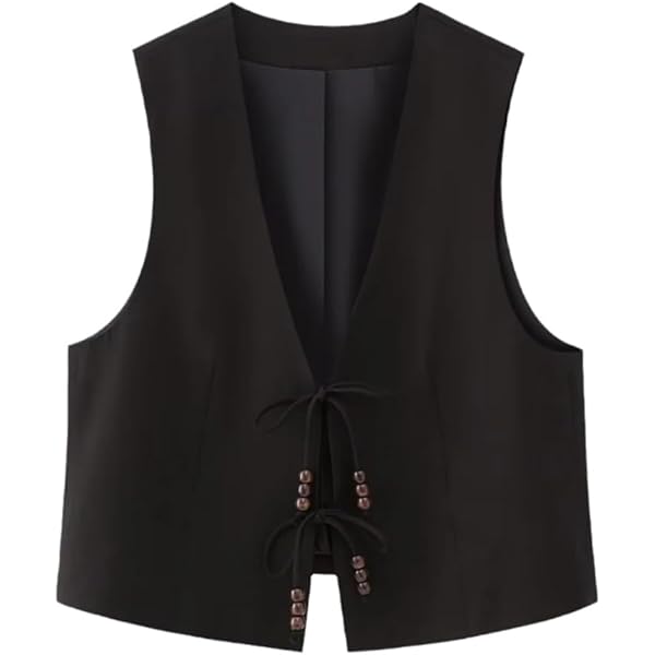 Beeuthios Women's Long Vest Sleeveless Roun Neck Button Down