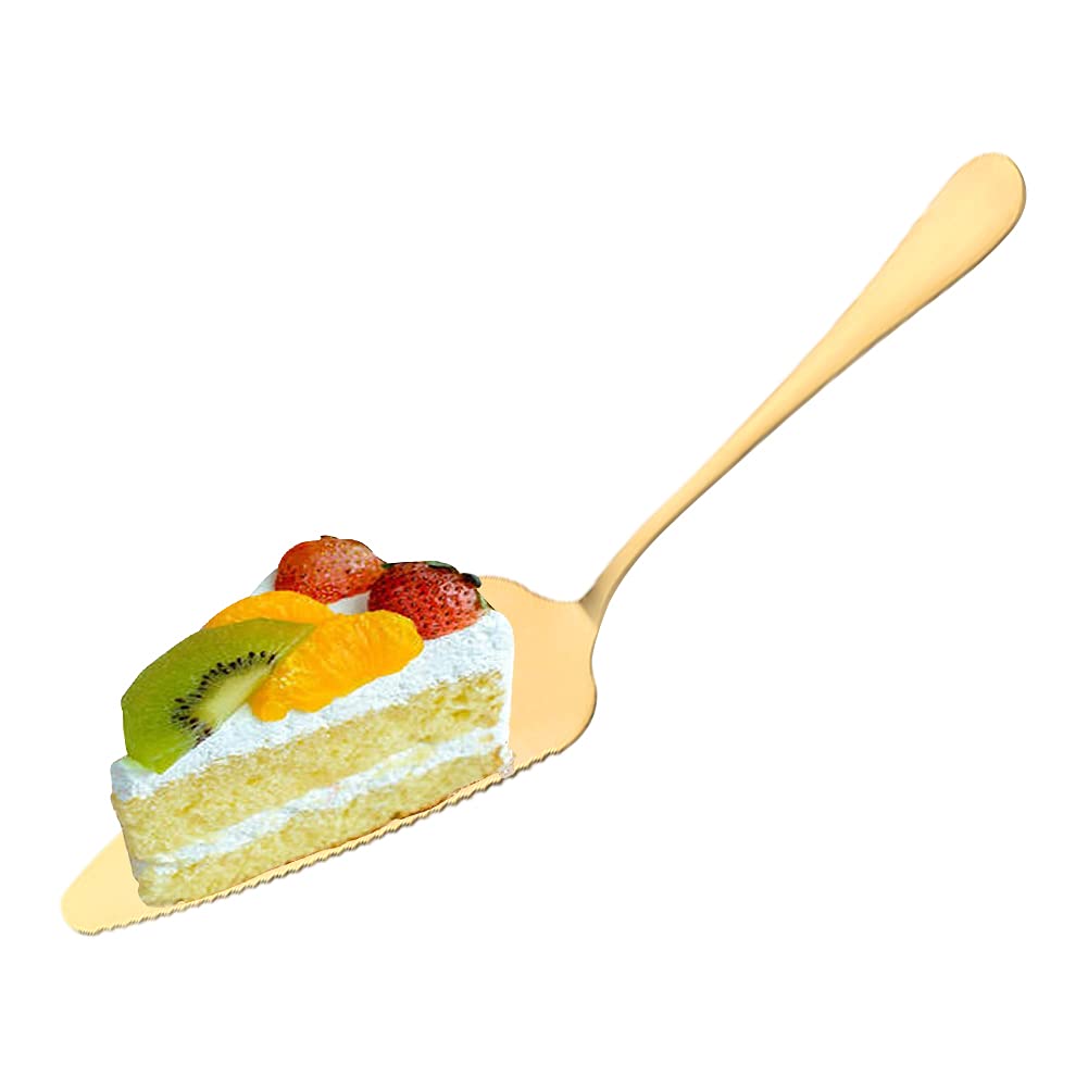 XINYIND XYDZ Cake Slice and Pie Server, Stainless Steel Serrated Pie and Cake Server, Professional Cake Pizza Pie Server for Kitchen, Daily Parties, Weddings (Gold)