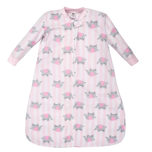 Hudson Baby Infant Girls Long-Sleeve Fleece Sleeping Bag, Elephant Stripe, 6-12…