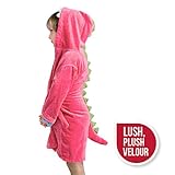 Izzy & Roo Pink Dinosaur Hooded Bathrobe for Girls (3-6 Years)
