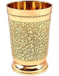 Embossed Designer Brass Mint Julep Cup Goblet Tumbler Capacity 12 Ounce Each